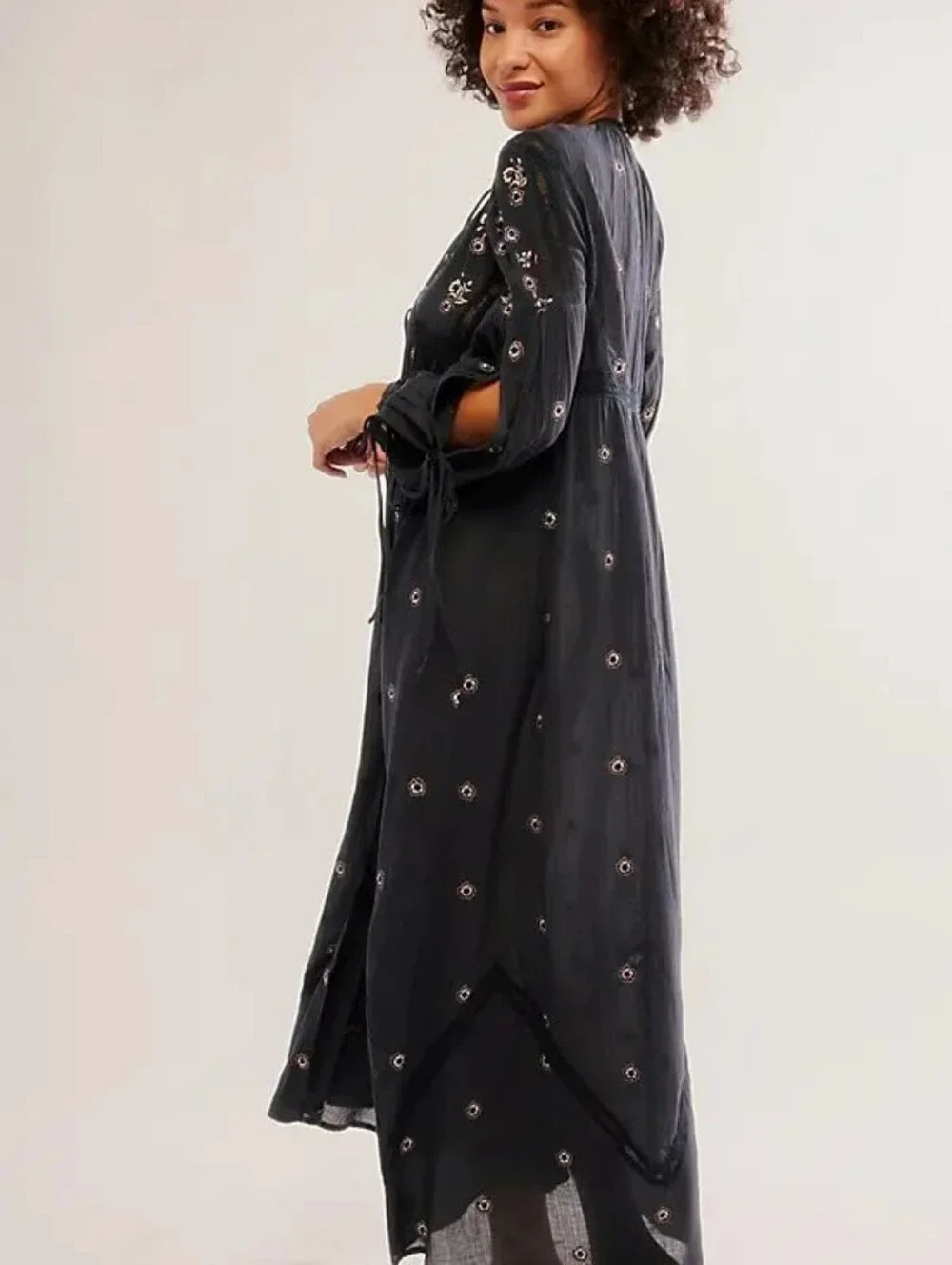 Free People Intimately Black Floral Chasing Spring Maxi Bodysuit, M, Embroidered - Picture 4 of 16